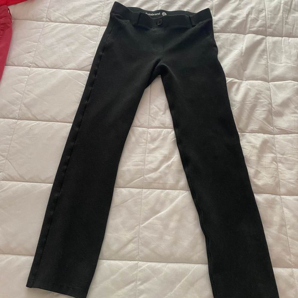Betabrand  Straight Leg Two Pocket Dress Yoga Pants in Charcoal Size Small